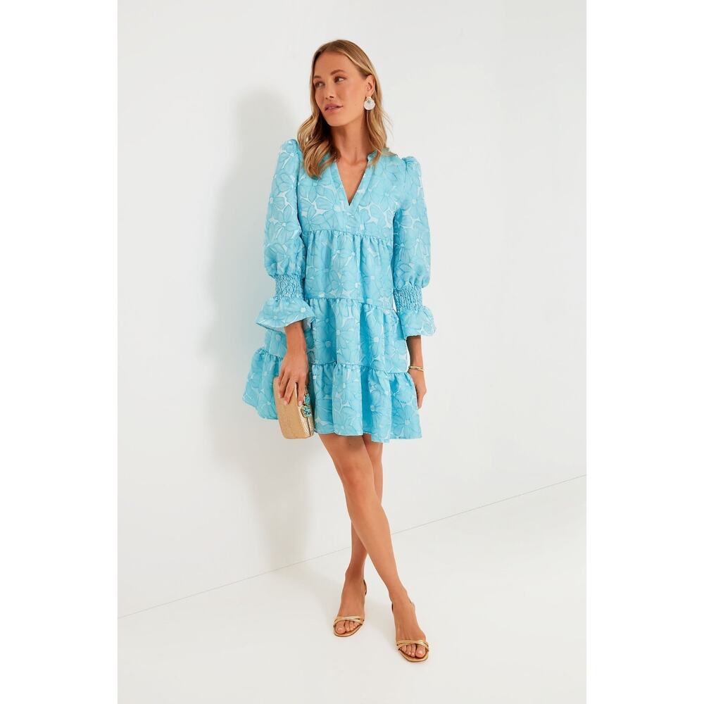Pomander Place Sky Blue Tiered Mini Dress